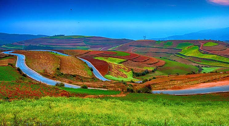 Dongchuan colorful terraces fields
