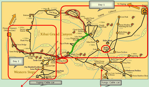 carte de la montagne jaune