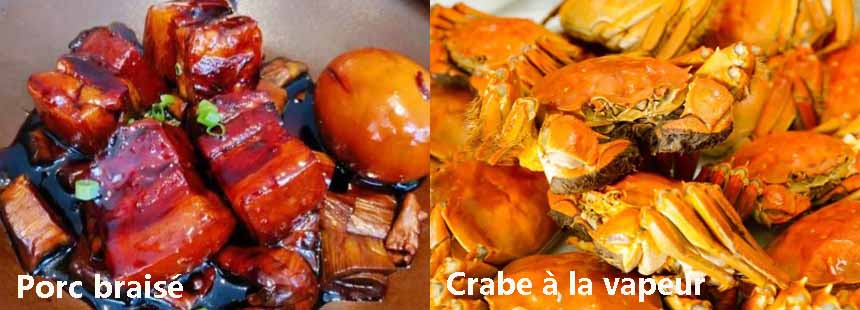 Porc braisé et Crabe à la vapeur 