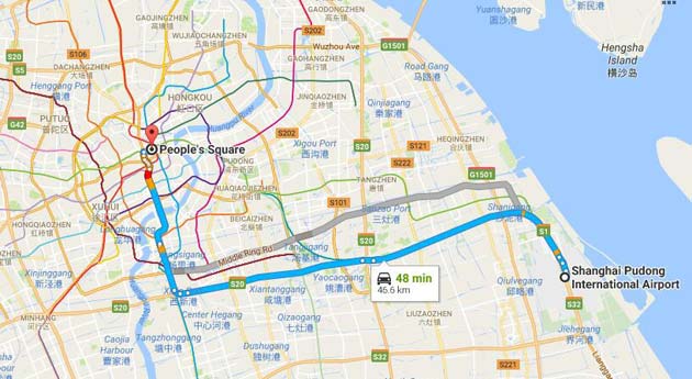 carte du transfert shanghai Pudong