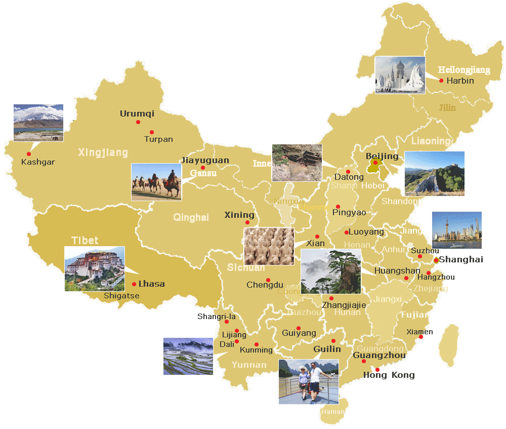 best places to visit in china map