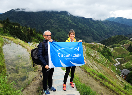 hiking on longji rice terrace