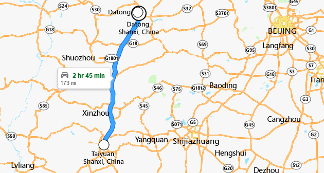 Datong to Taiyuan Car services