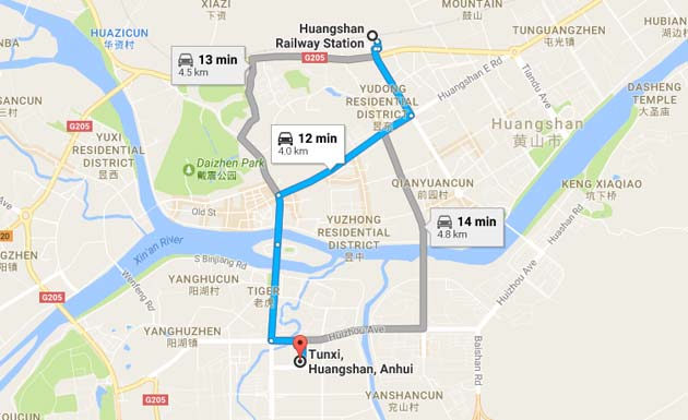 Huangshan North Station-Huangshan transfer route