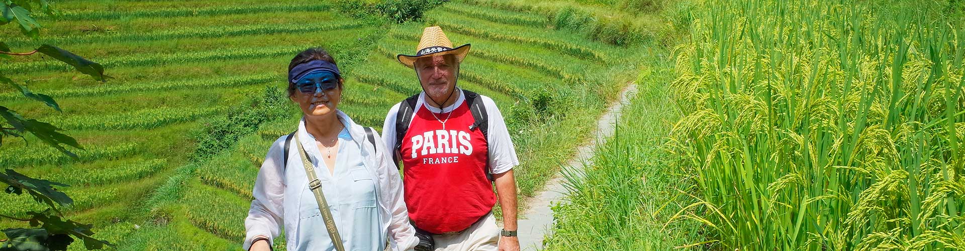 Hiking through the padies fields at Longji